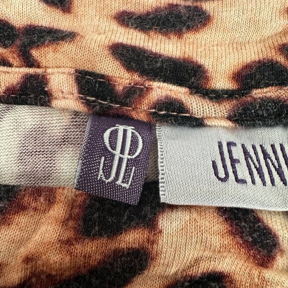 Jennifer Lopez Womens Leopard Print Top Keyhole Neck Short Sleeve Flowing Hem M - Picture 4 of 7